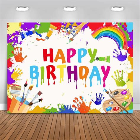 Mocsicka Art Paint Happy Birthday Backdrop Lets Paint