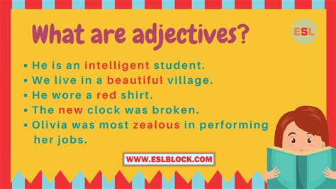 What Are Adjectives Definition Types Usage With Examples English As A Second Language