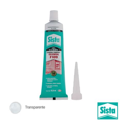 Silicón Sista F109 Uso General transparente 82 8 ml Ferretería Onofre