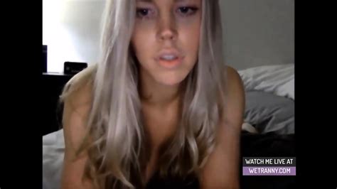 Hot Blonde Shemale Wanks Her Shecock