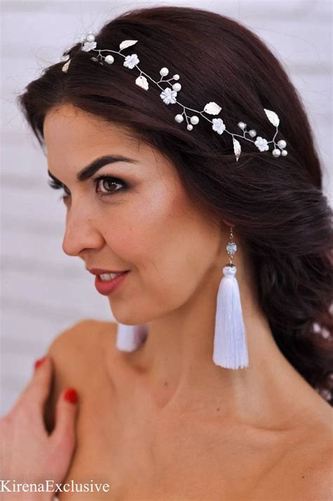 Braut Kopfschmuck Hochzeit Haarstück weiße Blume Krone Hochzeit