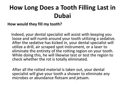 PPT How Long Does A Tooth Filling Last In Dubai PowerPoint