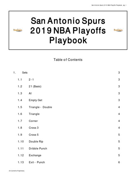 San Antonio Spurs 2019 Nba Playoffs Playbook Pdf National Basketball Association Seasons