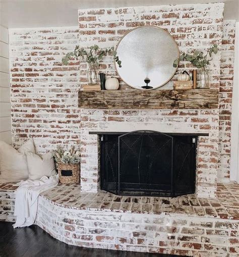 Distressed Painted Brick Fireplace A Blend Of Rustic Charm And Modern