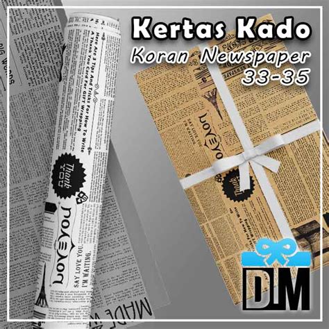 Jual Kertas Kado Koran Newspaper Samson Abu Putih Korea Pembungkus