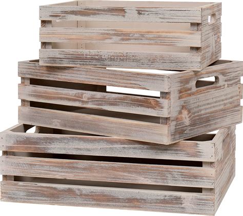 Amazon Barnyard Designs Set Of Wooden Crates Large Rustic Wood