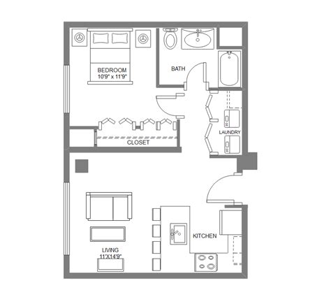 1 Bedroom Apartment Floor Plan Design - House Plans