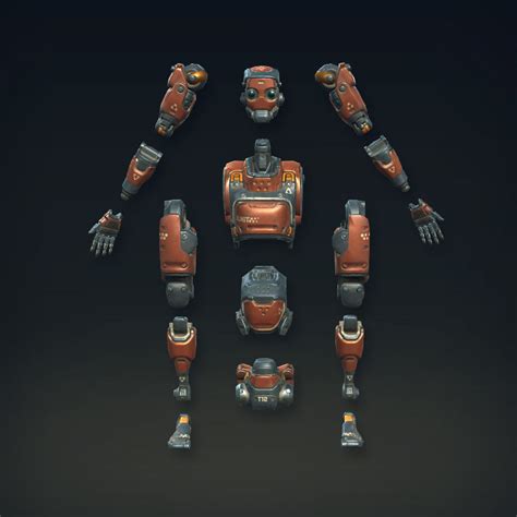 3D Model Destructible Humanoid Robot VR AR Low Poly Rigged CGTrader