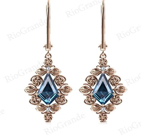 Art Deco Floral London Blue Topaz Earrings Vintage Blue Topaz Etsy