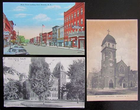 Batavia Ny Lot Of 3 Vintage And Antique Postcards Office