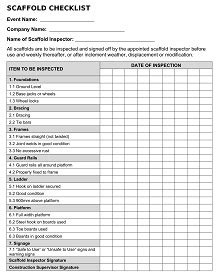 Free Scaffold Inspection Checklist Templates Sample Pdf Excelshe