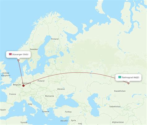 All Flight Routes From Astana To Stavanger NQZ To SVG Flight Routes