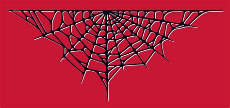 Spider Web Isolated On Red Background Spooky Halloween Cobwebs With