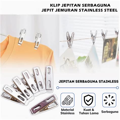 Jual Apen Klip Jepitan Serbaguna Stainless Steel Penjepit Jemuran Baju