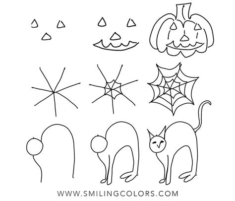 Halloween Doodles Step by Step + Worksheet - Smiling Colors