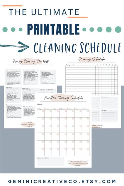 Cleaning Schedule Printable Cleaning Checklist Spring Cleaning