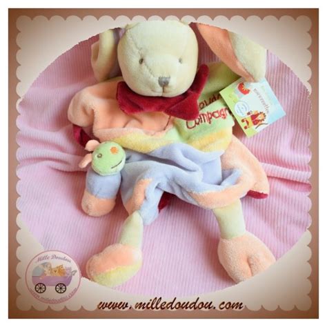 Doudou Et Compagnie Sos Lapin Marionnette Vert Orange