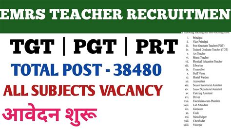 EMRS TEACHER RECRUITMENT 2023 TGT PGT PRT VACANCY TOTAL POST