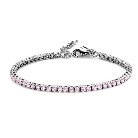 Tennisarmband Mit Zirkonia Pink 3mm Silber 925 000 Rhodiniert