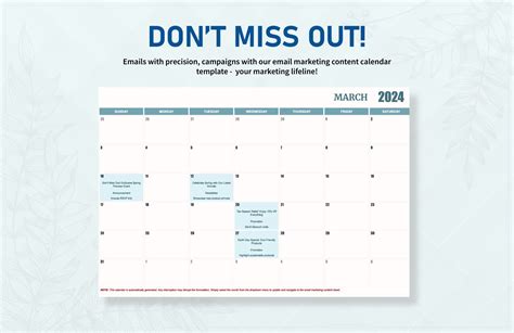 Email Marketing Content Calendar Template in Excel, Google Sheets ...