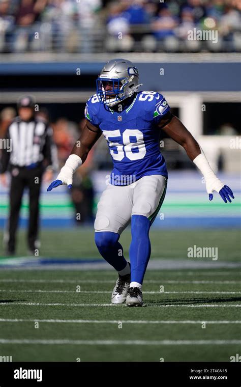 Seattle Seahawks Linebacker Derick Hall Gets Set During An Nfl