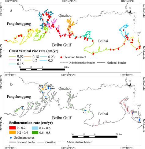 The Annual Subsidence Uplift Rate Cm Year And The Location Of