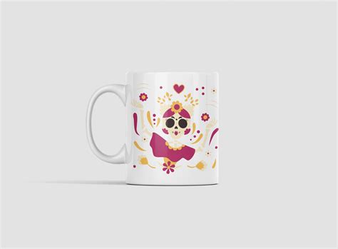 Taza Personalizada Calavera Floreada Santa Muerte Skeleton Nozzomi