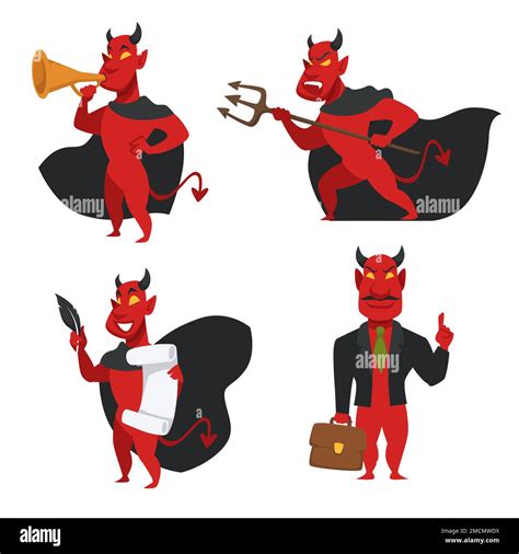 Demon Or Devil In Cloak With Horns And Tail Satan Or Lucifer Stock