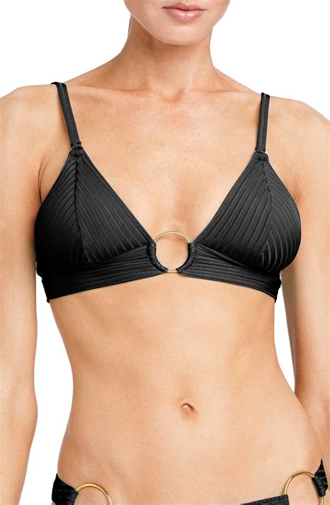 Buy Robin Piccone Yasmine Triangle Bikini Top Black At 58 Off