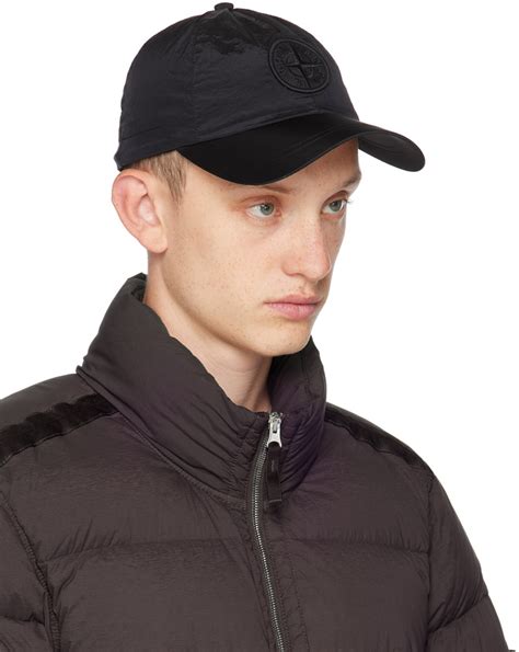 Stone Island Black Embroidered Cap Stone Island