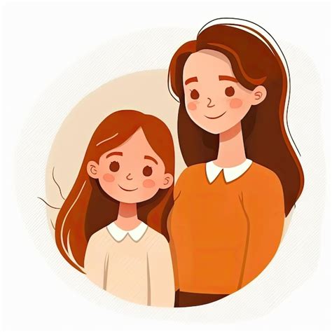 Premium Ai Image Mother And Daughter Cartoon Illustration Generative Aixd