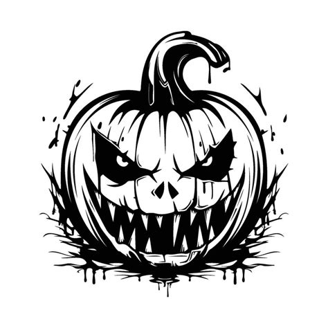 Scary Halloween pumpkin, Jack O' Lanterns black and white icon. Pumpkin ...