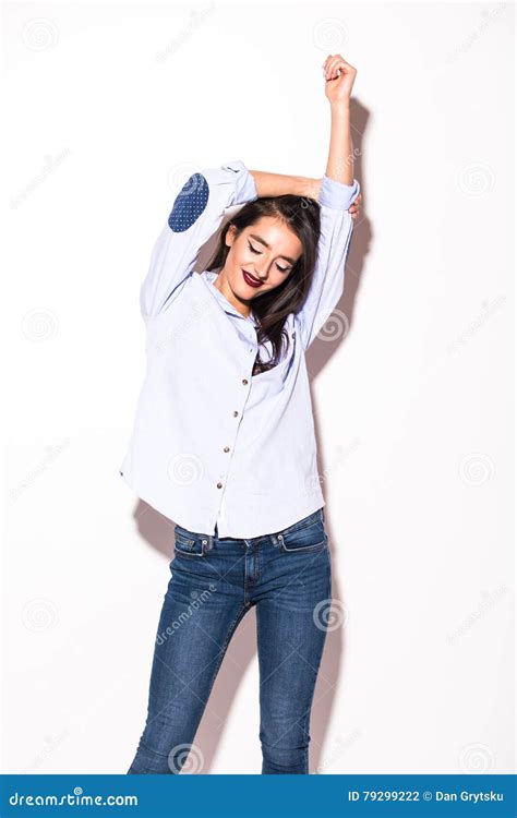 Cute Smiling Brunette Woman Girl Stock Photo Image Of Joyful Beautiful