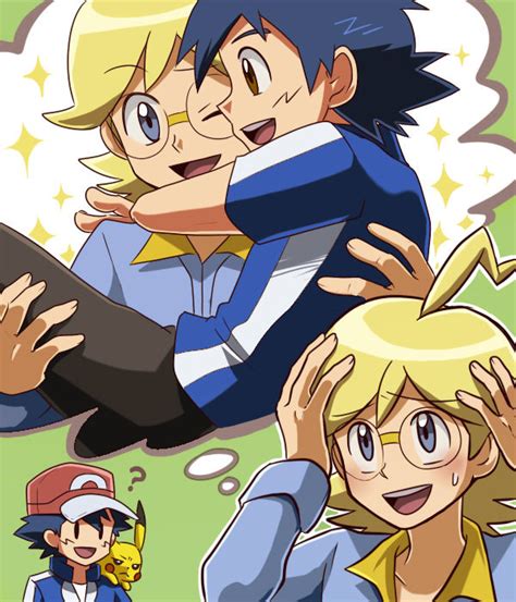 The Big Imageboard Tbib 2boys Ahoge Angry Ash Ketchum Black Hair Blonde Hair Blue Eyes