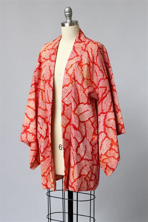 Vintage Shibori Print Japanese Silk Kimono Jacket Muse