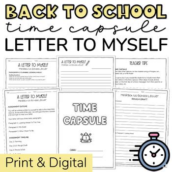 Letter To Future Self Time Capsule As Back To School Writing Activity