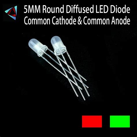 30Pcs LED 5MM Red Green Common Cathode Anode High Diffused Round Bi