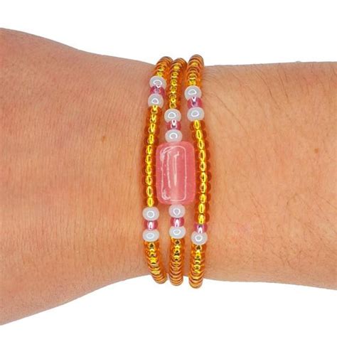 Pulseira Guia de Proteção Orixá Oxum Rosa Balaio de Santo Pulseira