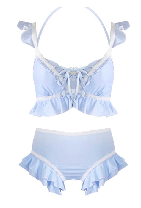 Woman Japanese Style Cute Sexy Lace Pattern One Piece Halter Swimsuit Swimwear Lingerie Swimming