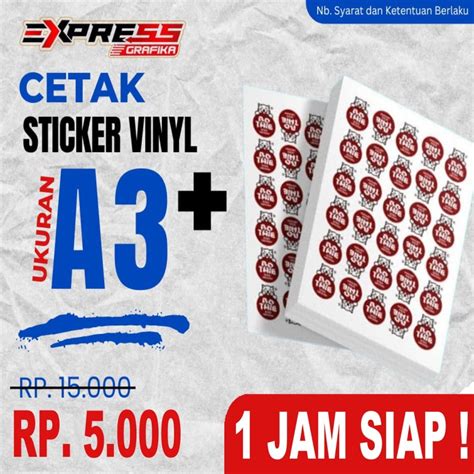 Jual CETAK STIKER LABEL VINYL KEMASAN A3 LAMINATING HANYA CETAK DAN