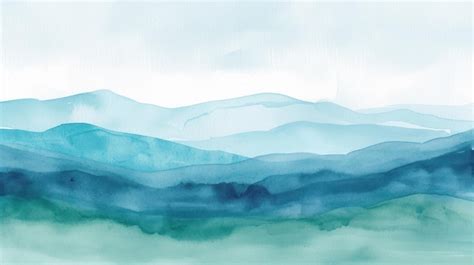 Premium Photo | Watercolor ink natural landscape with mounatins