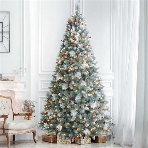 7.5ft Pre-Lit Pine Christmas Tree, ANOTHERME 550 Warm Lights UL ...