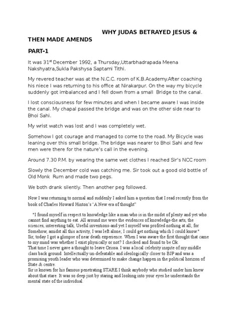 Why Judas Betrayed Jesus & Then Made Amends PART-1 | PDF