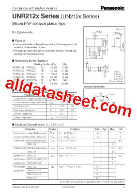 UNR2121 データシート PDF Panasonic Semiconductor