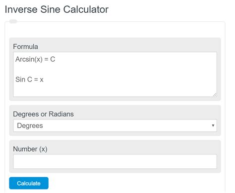 Inverse Sine Calculator - Calculator Academy