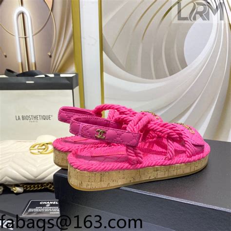 Chanel Cord Flat Sandals G34602 Hot Pink 2021