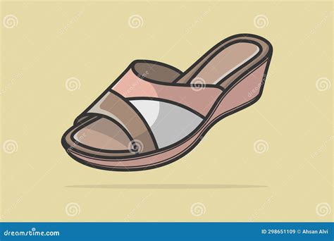 Glossy Bright Colorful Woman Slipper Shoe Vector Illustration Beauty