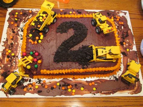 Colter's 2nd Birthday Party Construction Cake. (Bulldozer, Dump Truck ...