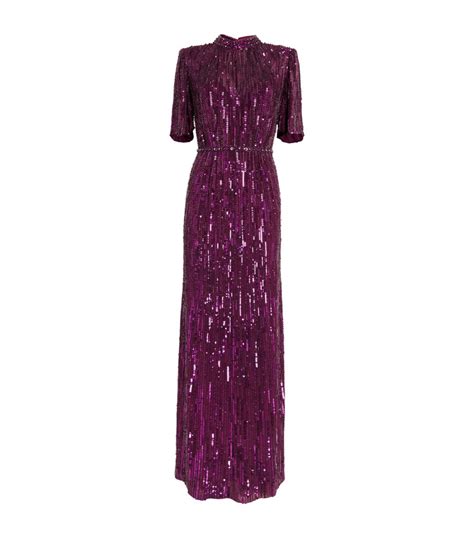 Womens Jenny Packham Purple Sequin Embellished Viola Gown Harrods US