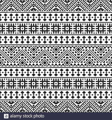 Tribal Ethnic Pattern In Black And White Color Design For Background